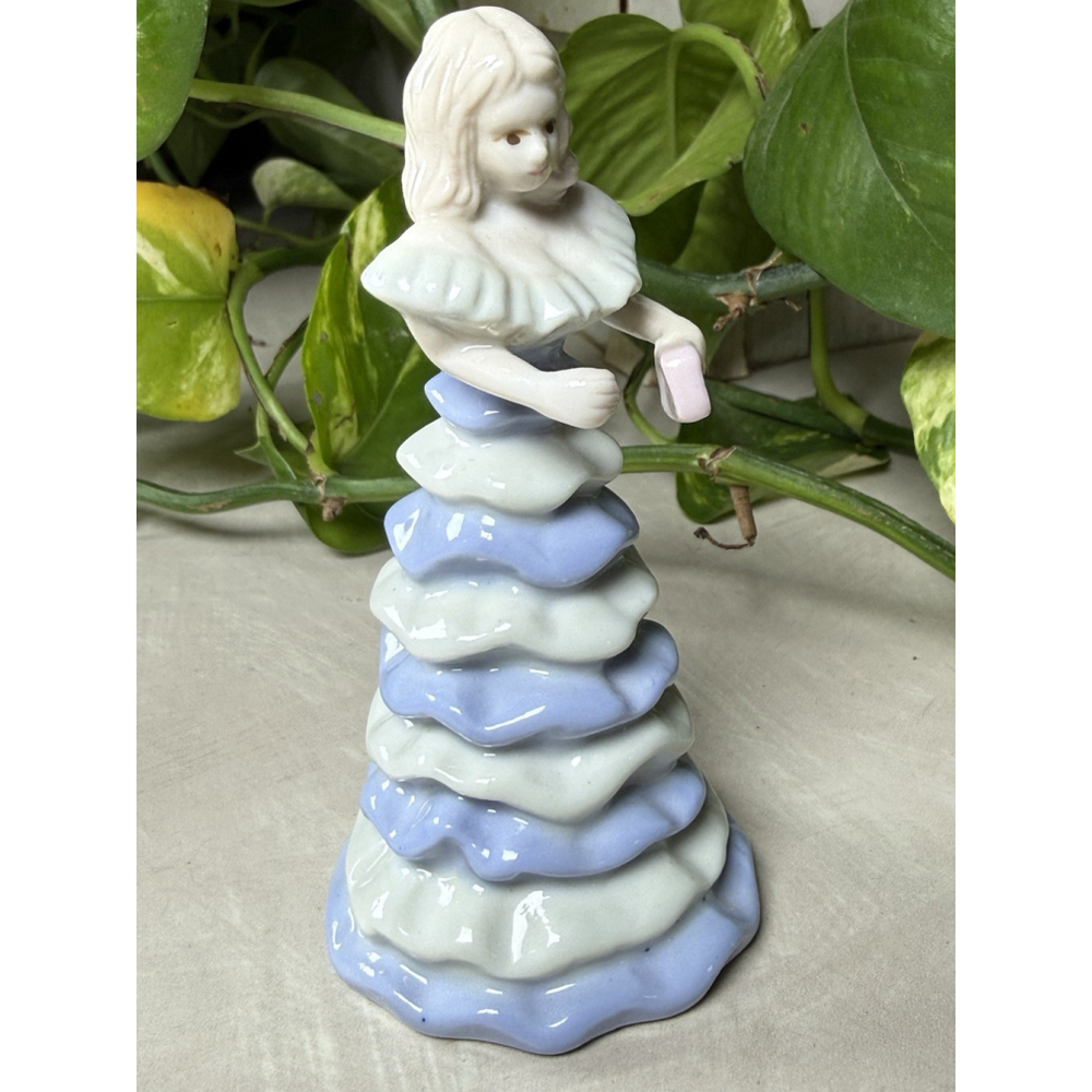 Ceramic Lady Figurine Ruffled Tiered Dress Christmas Tree Style 4.5” Light Blue - Picture 2 of 8